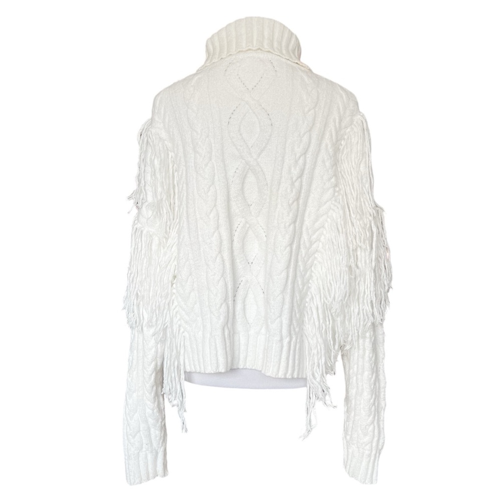 Ronny Kobo Maram Fringed Cableknit Turtleneck Sweater Women’s XL - Picture 7 of 11
